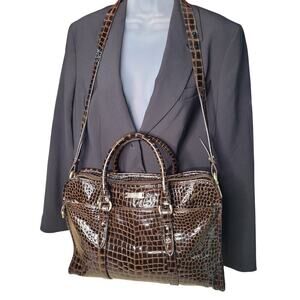 Cole Haan Blk Croc Embossed Leather Satchel/Briefcase Women